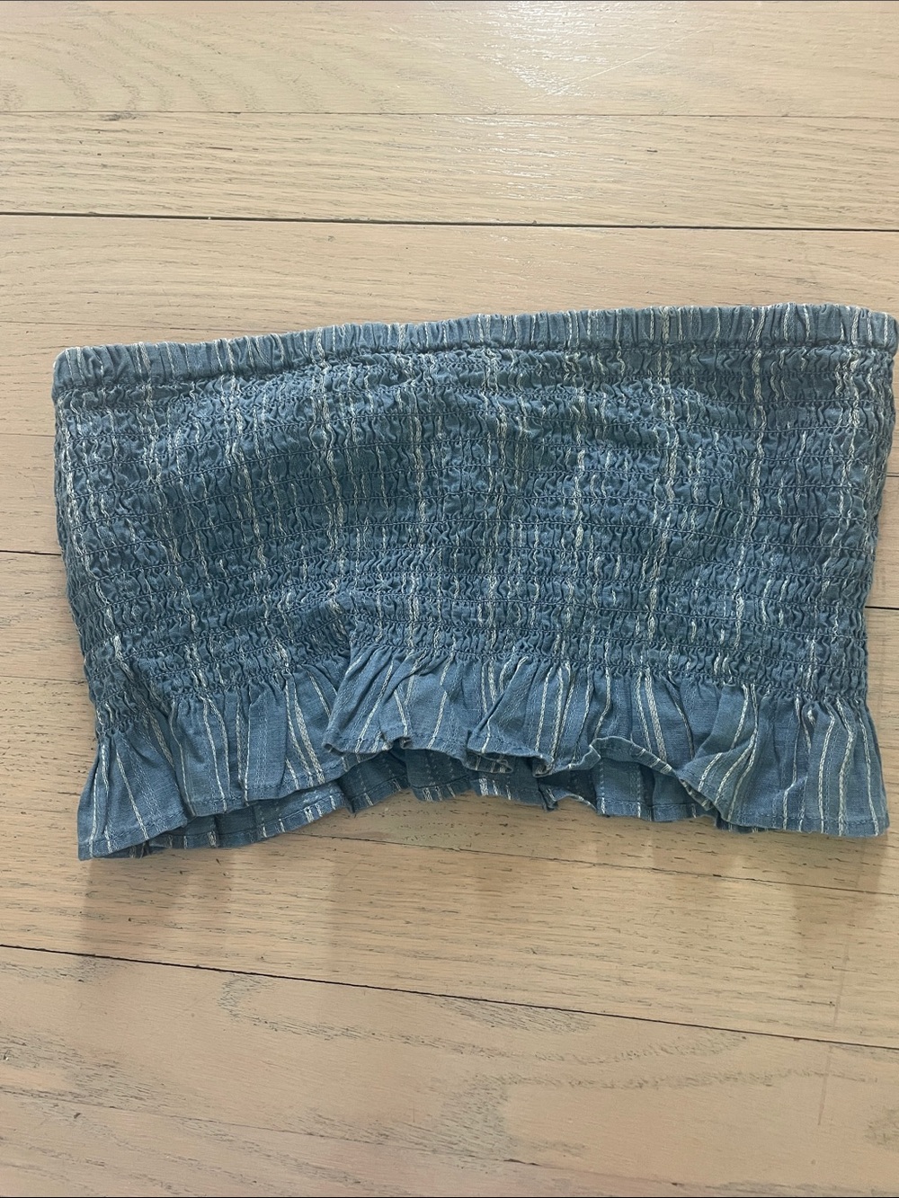 American Eagle Outfitters Teal Smocked Strapless Top